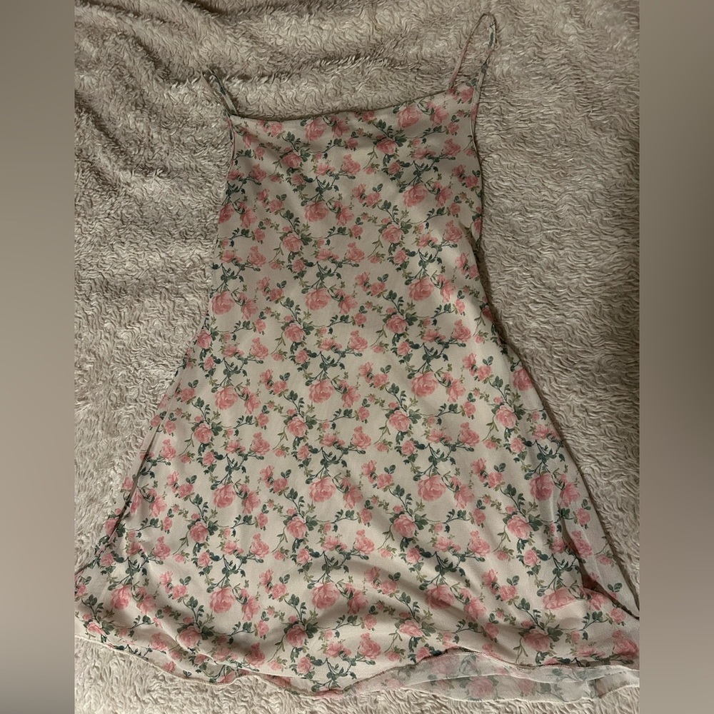Floral Slip Dress with Pink Roses